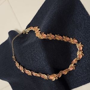 Avon necklace gold and pink